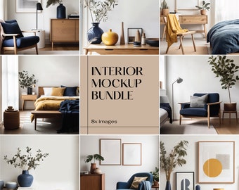 Modern Interior Mockup Bundle Frame Wall Art Poster Mock Up Framed Template Stock Image
