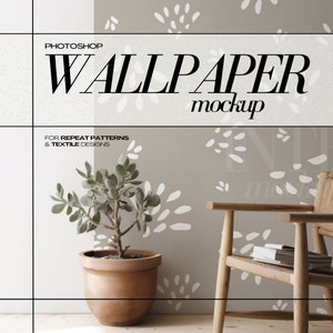 PSD Wallpaper Mockup Boho Interior Wall Mock Up for Surface Pattern Design