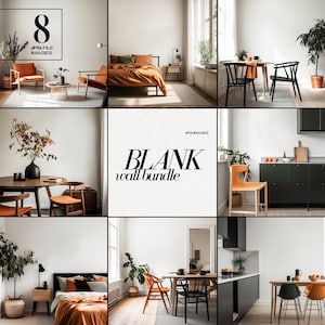 Blank Wall JPG Home Interior Stock Image Bundle, Empty Room Art Background Minimalist Japandi