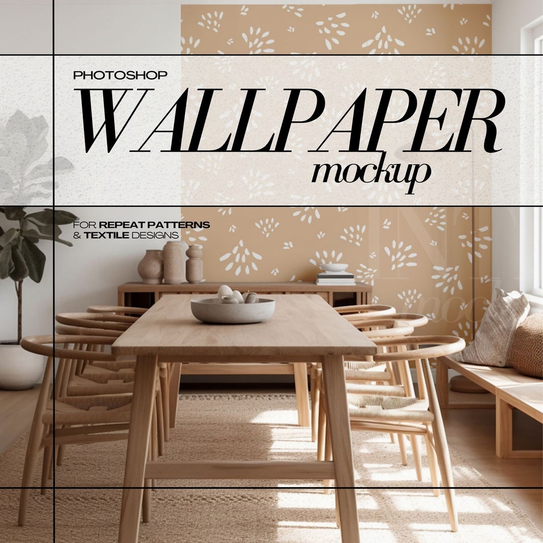 PSD Wallpaper Mockup Boho Dining Room Mock up for Surface Pattern Wall ...