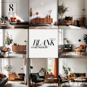 Mid Century Mockup JPG Interior Bundle Blank Wall Stock Image Modern Mock Up