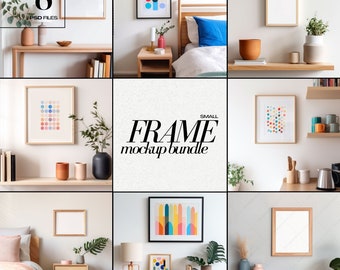 Colorful Wall Art Frame Mockup Bundle for Small Artwork Colourful Home Interior Room