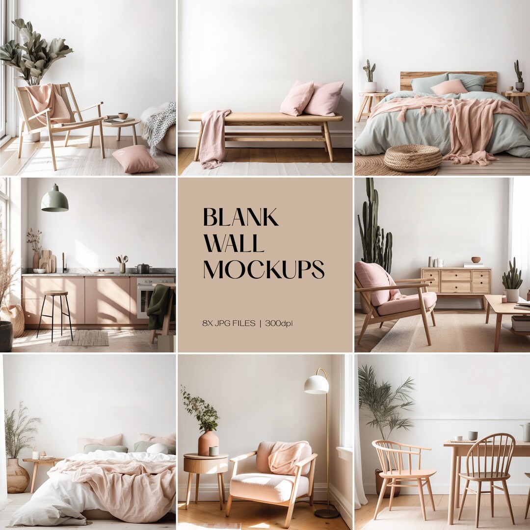 Boho Blank Wall Art Mockup Bundle Home Interior Room Modern Etsy