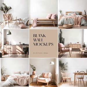 Boho Blank Wall Stock Image Bundle Home Interior Scene Background Boho Room Mockup