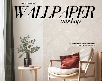 PSD Wallpaper Mockup Modern Interior Wall Mock Up for Surface Pattern Design Bauhaus