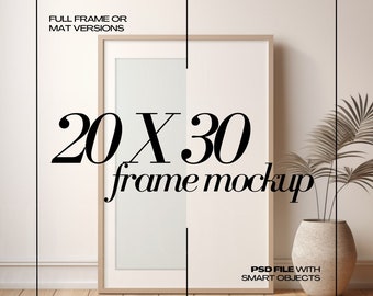 20x30 Leaning Frames Mockup PSD 2x3 Simple Wooden Poster Frame Mock up for Wall Art