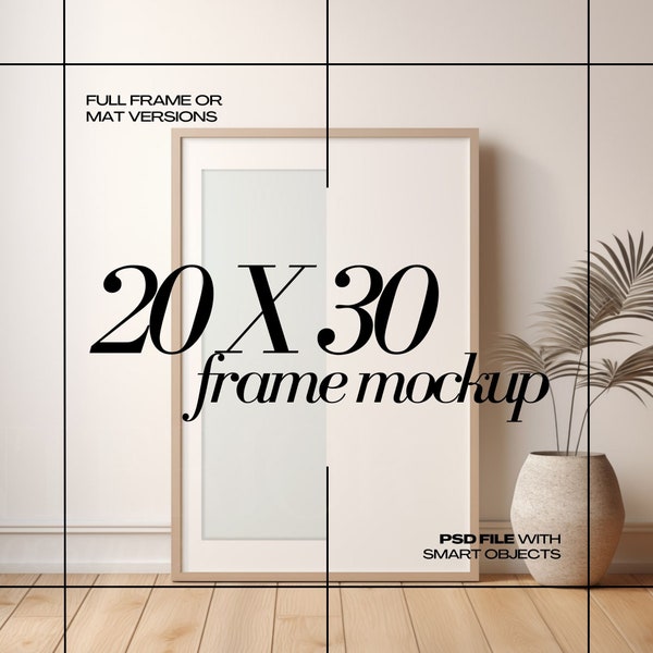 20x30 Leaning Frames Mockup PSD 2x3 Simple Wooden Poster Frame Mock up for Wall Art