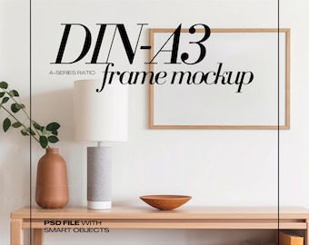 Maquette de cadre horizontal DIN A3 PSD Maquettes colorées Série A Mock Up Frames Style confortable