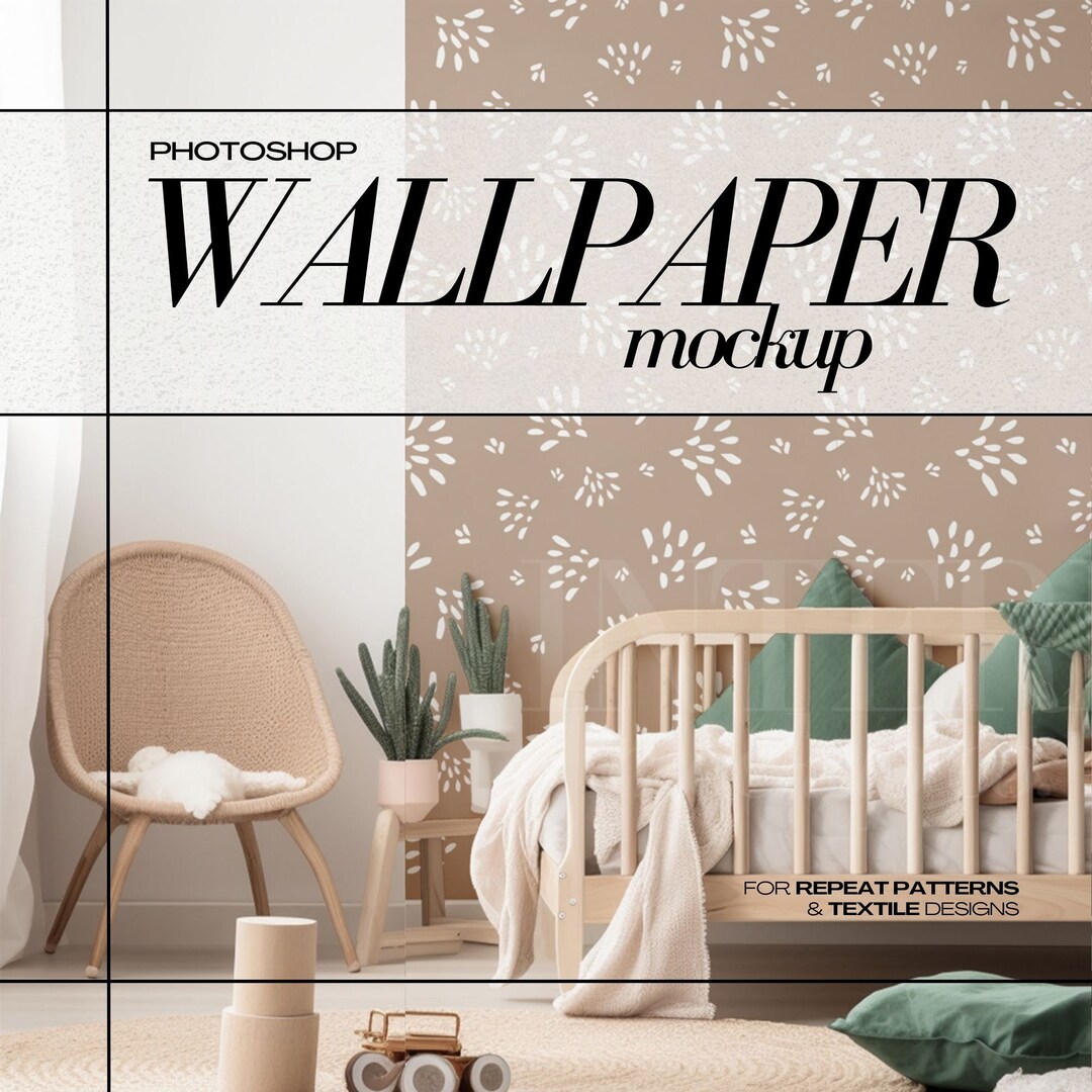 Nursery Wallpaper Mockup PSD Kids Room Procreate Interior Mock up for ...