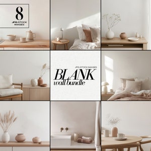Blank Wall Mockup Stock Image Bundle JPG Contemporary Home Interior Room Mock up Pink Empty Walls Background