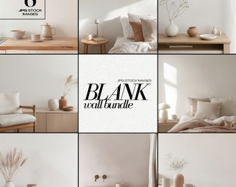 Blank Wall Mockup Stock Image Bundle JPG Contemporary Home Interior Room Mock up Pink Empty Walls Background