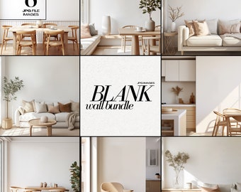 Blank Wall Mockup Bundle JPG Contemporary Home Interior Room Mock up Neutral Empty Walls Stock Image Background