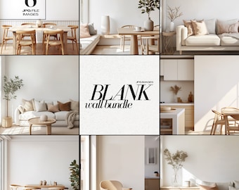 Blank Wall Mockup Bundle JPG Contemporary Home Interior Room Mock up Neutral Empty Walls Stock Image Background