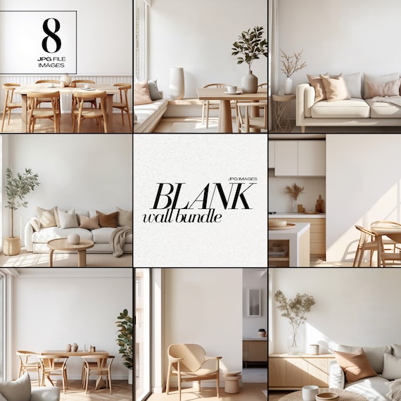Blank Wall Mockup Bundle JPG Contemporary Home Interior Room Mock up Neutral Empty Walls Stock Image Background