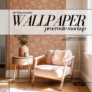 PROCREATE Tapeten-Mockup, Innenwandverkleidungs-Mock-Up, PSD-Oberflächenmuster-Design