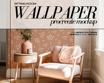 PROCREATE Wallpaper Mockup Interior Wall Covering Mock Up PSD Surface Pattern Design