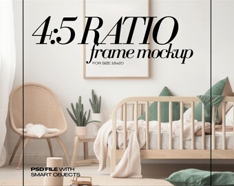16x20 Frame Nursery Mockup Boho Kids Room Wooden Frame Mock up Childrens Colorful Home Interior
