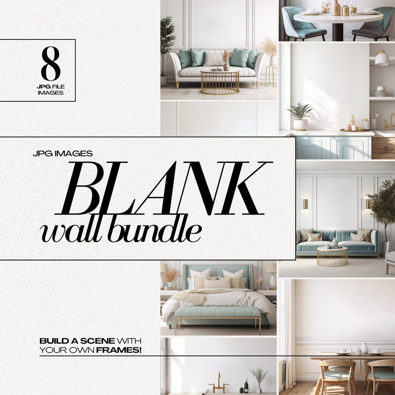 Blank Wall Elegant Room Mockup Bundle JPG Interior Mockups Stock Photo Luxurious Empty Background
