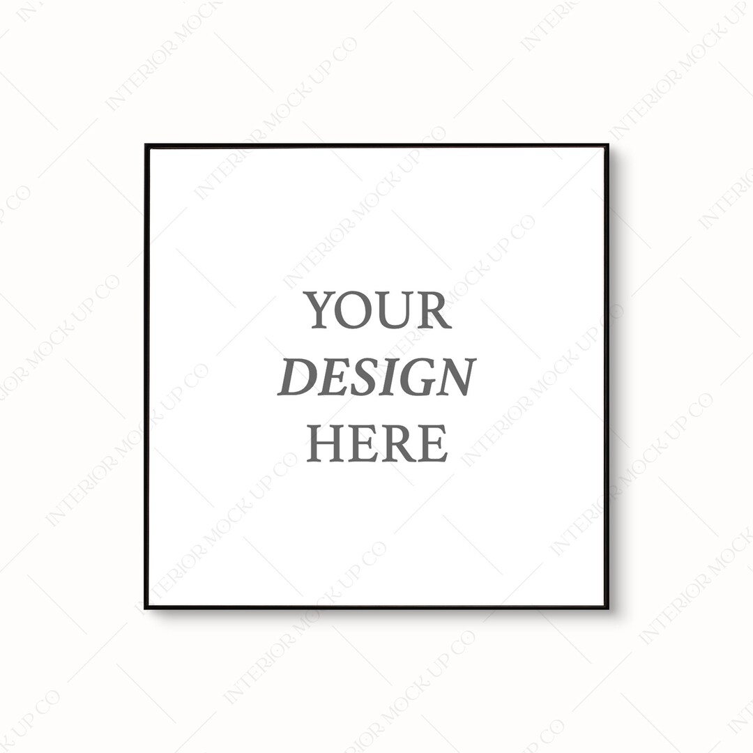 1x1 Square Frame Mockup PSD Thin Wooden Poster Wall Art Frames Simple