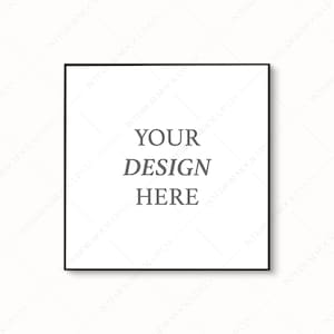1x1 Square Frame Mockup PSD Thin Wooden Poster Wall Art Frames Simple Canvas Floating