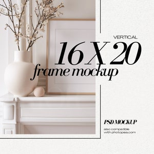 16x20 Frame Mockup PSD Coquette Room Decor 4x5 Colorful Leaning Frames Mock Up Parisian Style