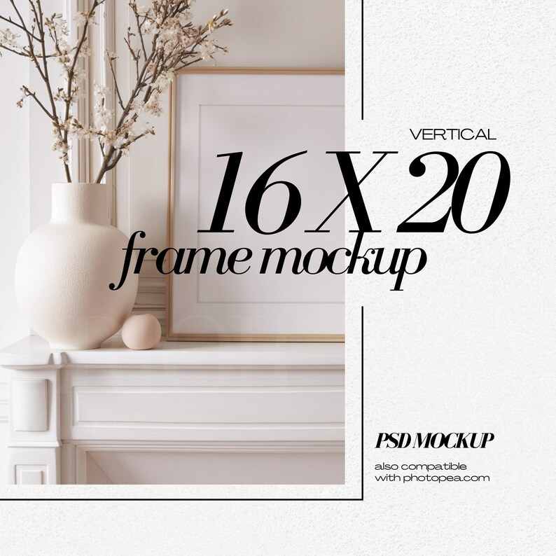 16x20 Frame Mockup PSD Coquette Room Decor 4x5 Colorful Leaning Frames Mock Up Parisian Style