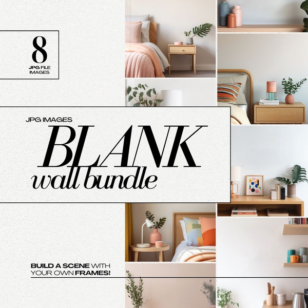 Colorful Wall Art Mockup for Small Artwork Bundle Empty Wall Mock Up Colourful Home Interior Room