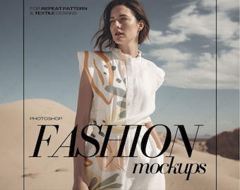 AOP Fashion Mockup PSD Clothing Mock Ups for Surface Pattern, Campaign Style Realistic Template Textile Design