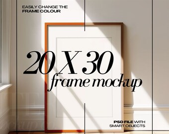 20x30 Leaning Frame Mockup PSD 2x3 Ratio Simple Frames Mock up Poster for Wall Art