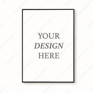 Könnte beinhalten: Ein schwarzer Rahmen mit weißem Hintergrund und dem Text "YOUR DESIGN HERE" in Grau.