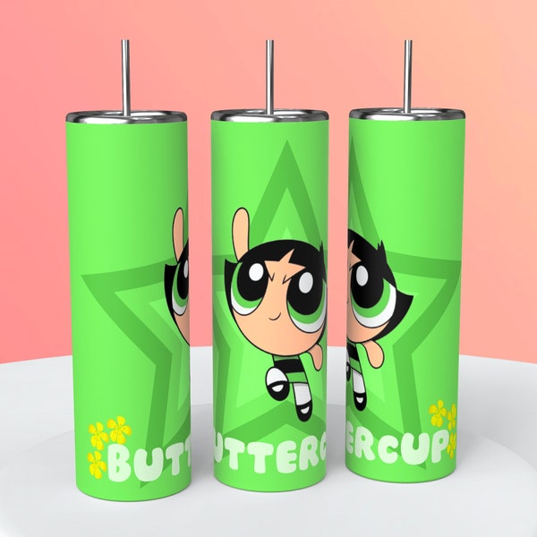 Buttercup Powerpuff Girls tumbler wrap- 20oz skinny tumbler- Digital Download