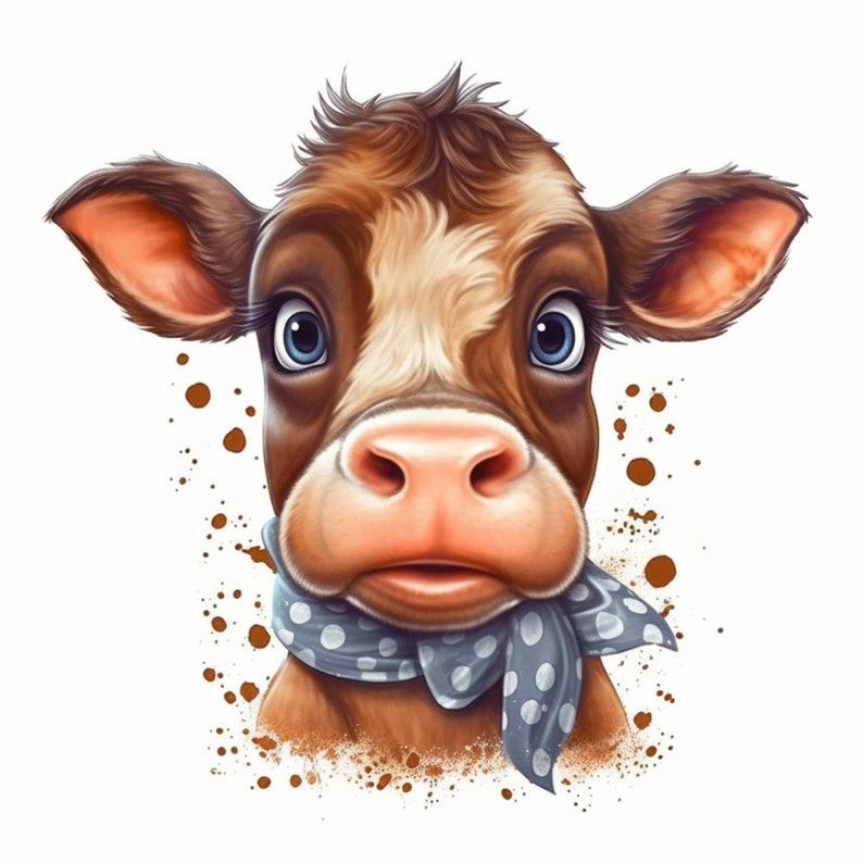 Funny Cow Clipart Cute Animals Clip Art Funny Cow Face Clip - Etsy