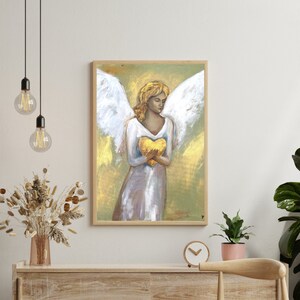 angel heart, angel art, original art, original art painting,  angel paintings, angel artworks, canvas wall art, spiritual gifts