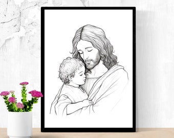 Jesus Holding a little child |Heavenly Art Prints |Son of God Art |Savior Prints |Faithful Prints |Bible Art Prints |Canva Prints |Printable