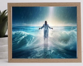 Jesus Walking On water | Divine Prints | Heavenly Art Prints | Son of God Art |Savior Prints | Faithful Prints | Bible Art Prints |Printable