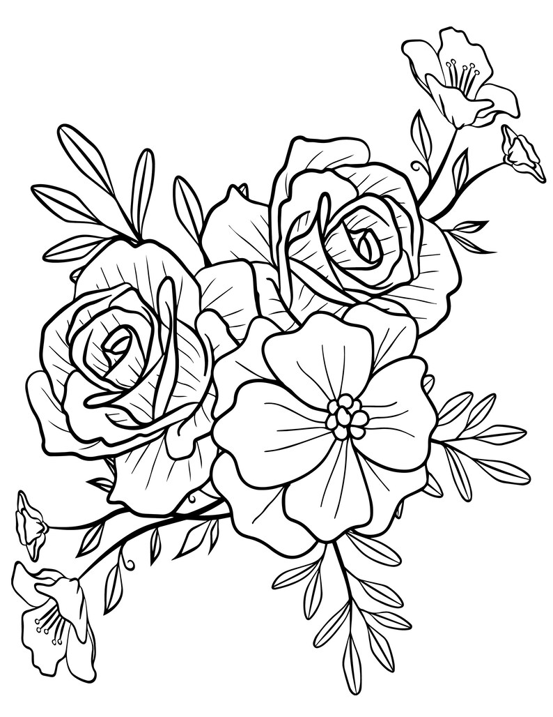 Flower Coloring Book for Seniors: Easy Coloring Pages Filled With ...