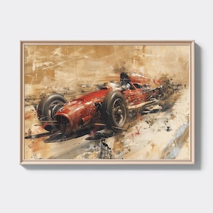 Grand Prix Rush Digital Print, High-Speed Racing Car Abstract Wall Art Print A45