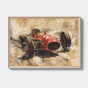 Vintage Formula One Racing Car Art Print - Dynamic Retro Race Car Painting - Classic Motorsport Decor Print A46