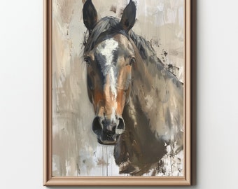 Retrato de caballo semental impresionista, pintura al óleo, impresión digital, animal Y0026