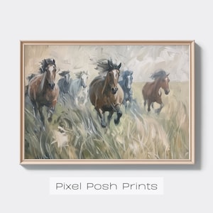 Wild Stallion Race Free Sprint Oil Painting Print Horse Digital Print A6