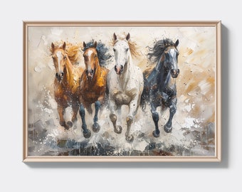 馬好きのための野生の馬の壁アート、デジタルプリント、抽象的な馬の