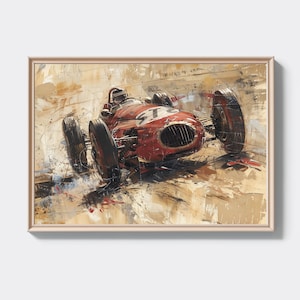 Energetic Vintage F1 Race Car Print - Action-Packed Retro Racing Art - Perfect Gift for Car Lovers A48