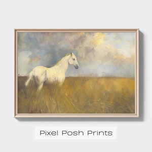 Wild Stallion Portrait Oil Painting Print Free Horse Digital Print A8