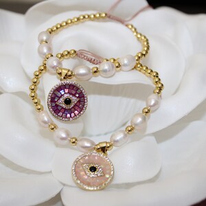 Iridescent Evil Eye Charm Bracelet