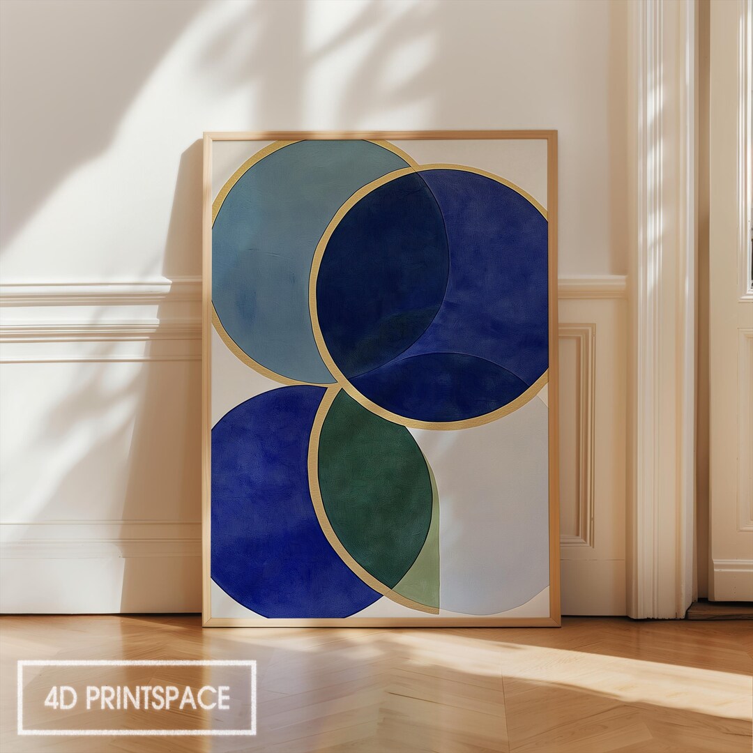 Modern Abstract Wall Art | Green, Blue, and Gold Geometric Design ...