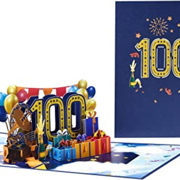 1x Handmade LUXURY 3D Pop Up Card 100th Birthday Grandfather Card Unique Gift BIG 100 Birthday Great Grandmother Gifting Wow