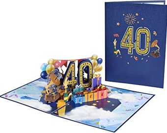 1x Handmade LUXURY 3D Pop Up Card 40th Birthday Husband Card Unique Gift BIG 40 Wife Birthday Present Unique Gifting Son Wow 40 Years Old