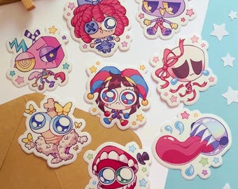 Adesivos incríveis do Digital Circus | TADC Pomni, Jax, Kinger, Caine, Ragatha, Gangle, Zooble, Bubble