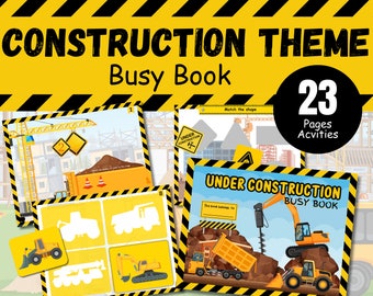 Construction Theme Busy Book, Pre-K Learning Activities, Trucks Printable, Construction Printable Activity, Busy Book Bundle