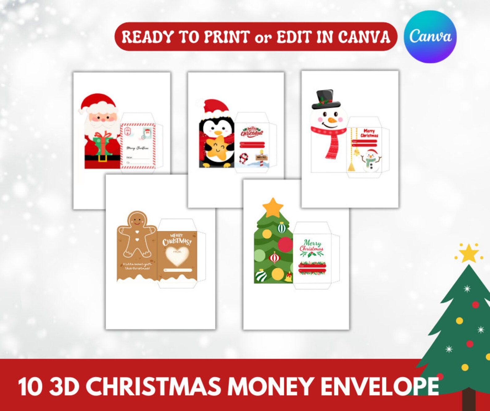 Printable Christmas Money Envelope Christmas Gift Card Holders